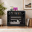 Meuble de rangement pour bac à litière pour chat en bois noir ajouré, buffet multifonctionnel avec ventilation et large ouverture pour chat, idéal pour le salon et l'entrée. Remarque : la litière et le tapis pour chat ne sont pas inclus.