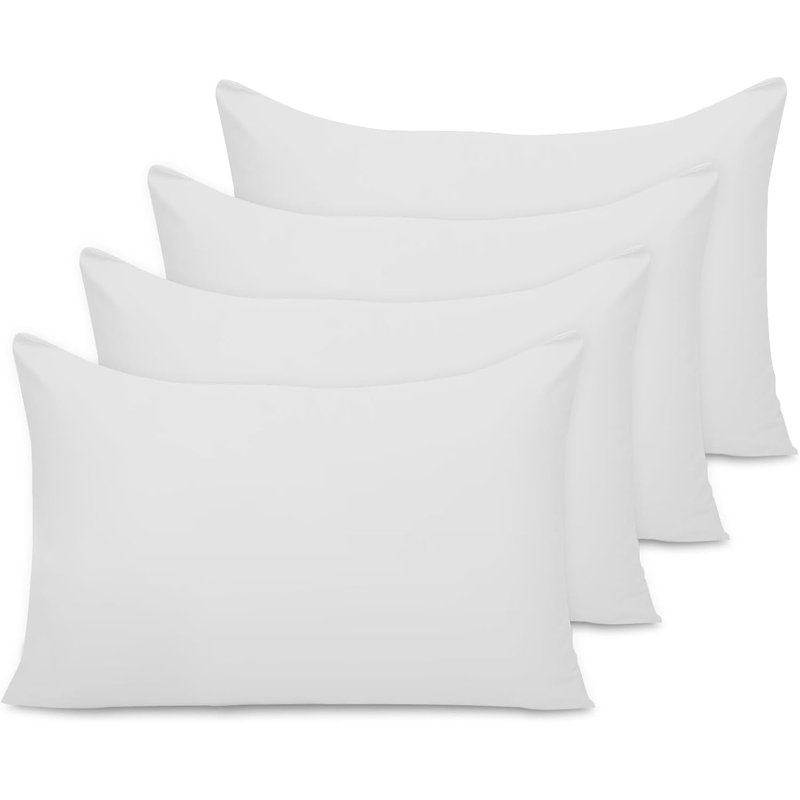 Pillow Cases Super Soft Brushed Microfibre Pillow Covers Breathable Hypoallergenic Non Iron Envelope Closure, White
