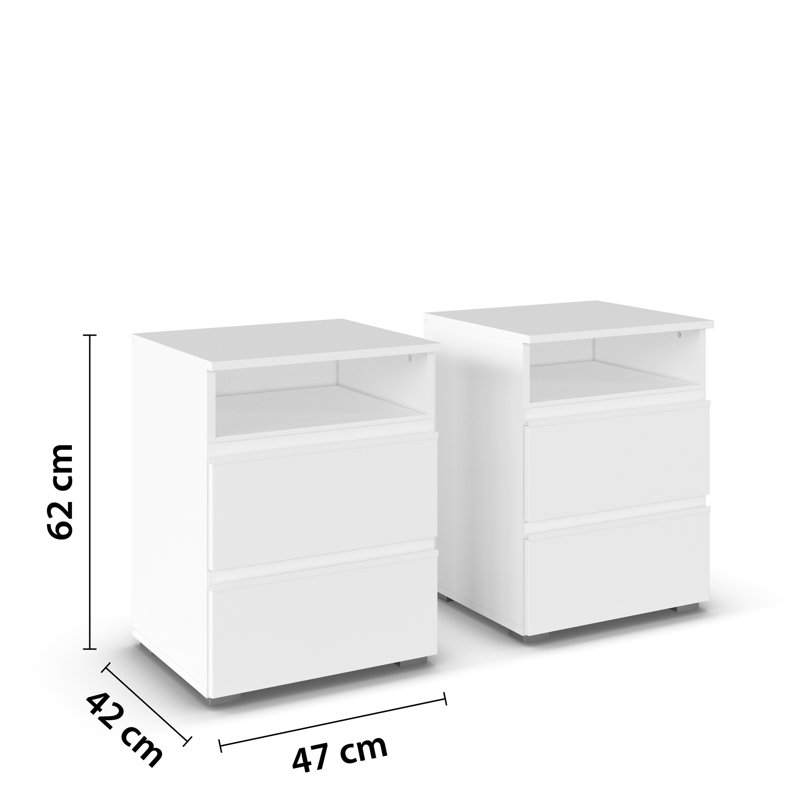 Joel bedside table with 2 drawers and 1 alcove made in Germany, 2