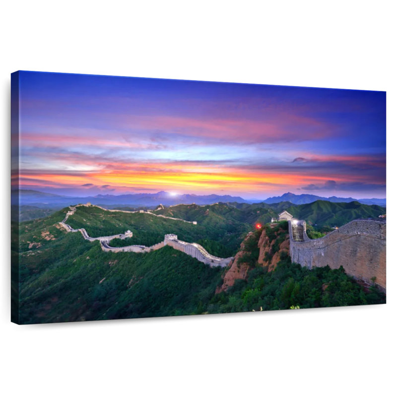 Coucher de soleil sur la grande muraille de Chine, H 20 po x l 30 po