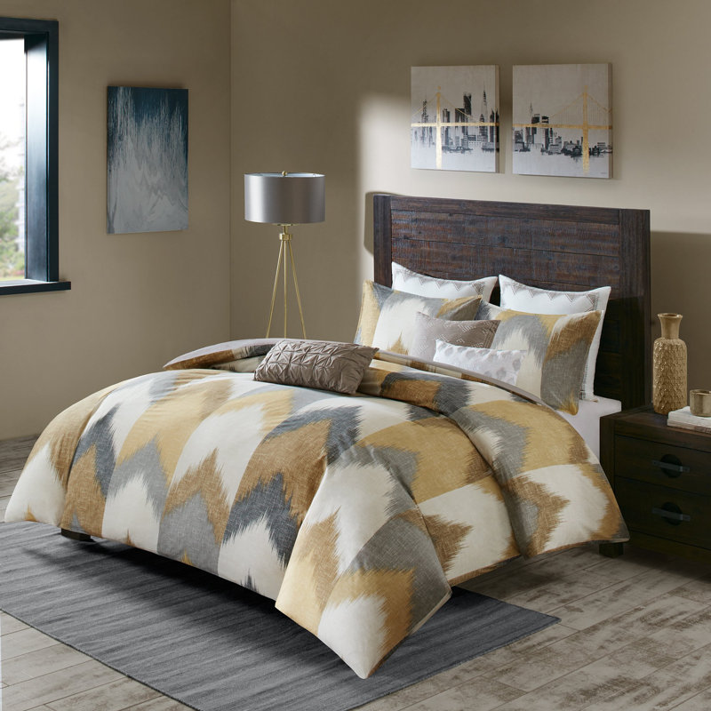 Cotton Comforter Mini Set, King Comforter + 3 Additional Pieces, Yellow