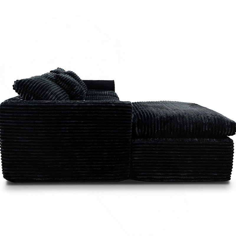 Canapé en éponge à haute résilience de 108 pouces avec coussins en forme de nuage et conception modulaire flexible., Noir