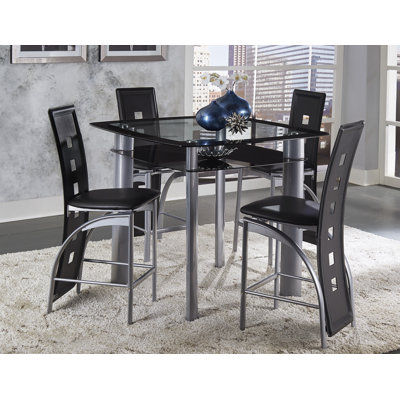 Mccready Glass Top Metal Base Dining Table