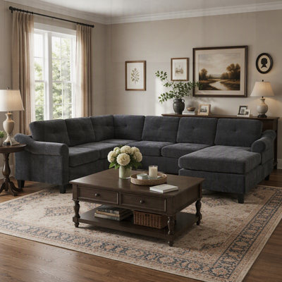 U-Shaped Sectional Sofa Chenille Modular Couch for Spacious Living Room Comfort and Style