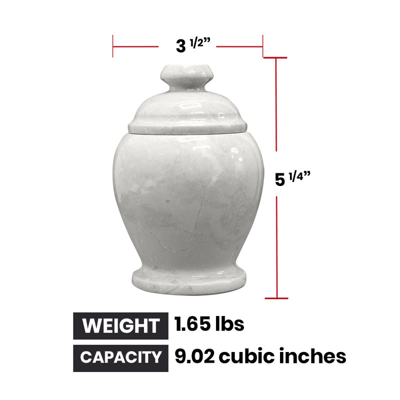 Marble Keepsake Cremation Urn For Ashes, Beige