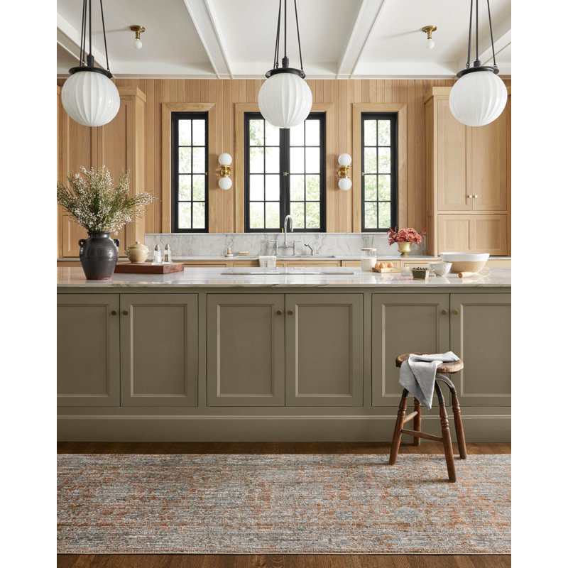 Tapis terre cuite / fumée Jean Stoffer x Loloi Katherine, Tapis de couloir 2 pi 7 po x 16 pi 0 po