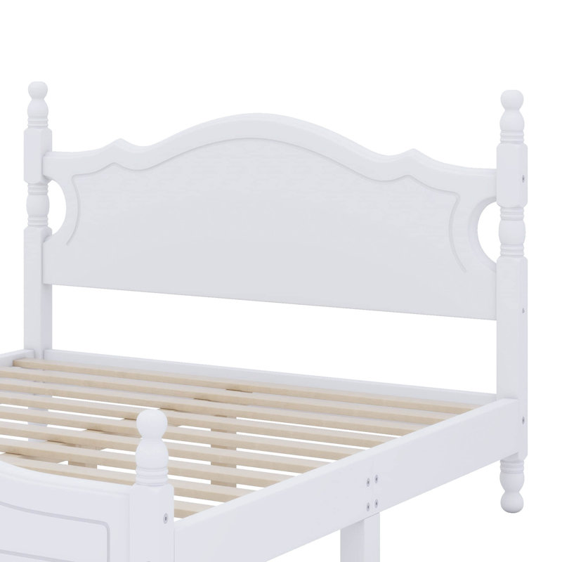 Durable  Wood Platform Bed Frame, Full, White