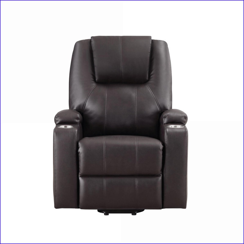 Fauteuil inclinable électrique avec 2 porte-gobelets | Noyer brun | Similicuir