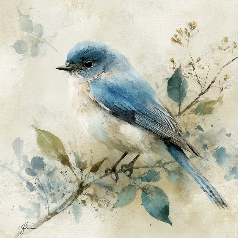 Garden Pause - Perched Bluebird Wall Art