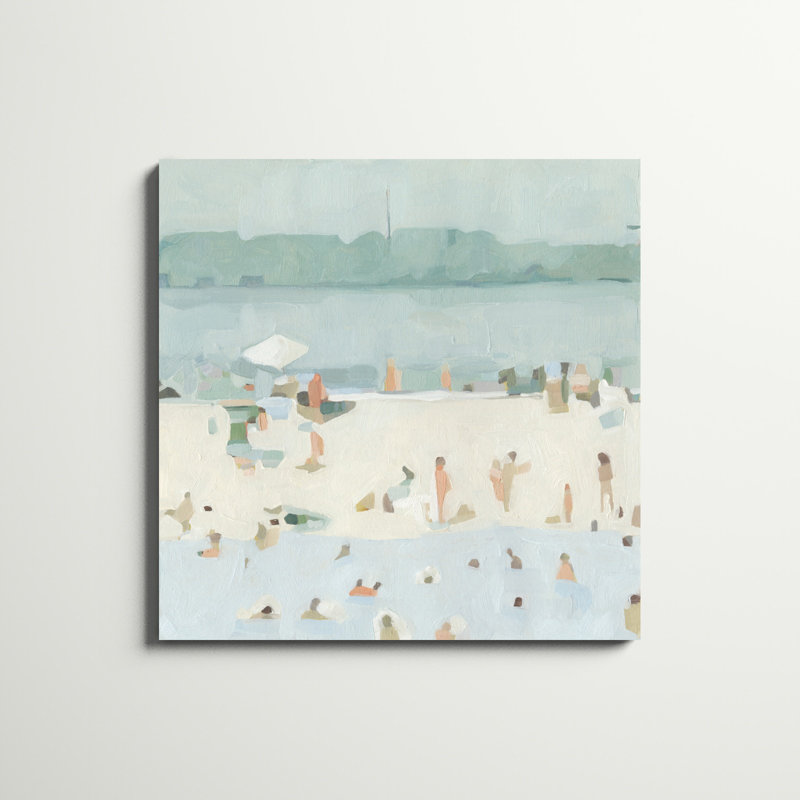 «Sea Glass Sandbar I» par Emma Scarvey, peinture sur toile, H 36 po x l 36 po, Toile tendue, Sans cadre