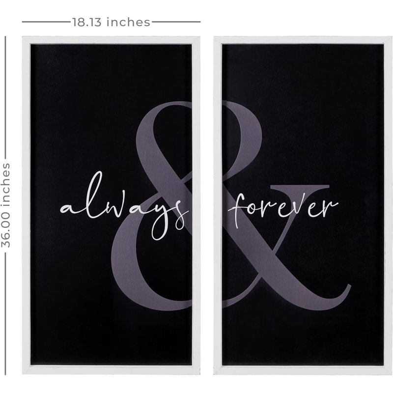 Ensemble d'art mural encadré en bois Always and Forever (ensemble de 2)