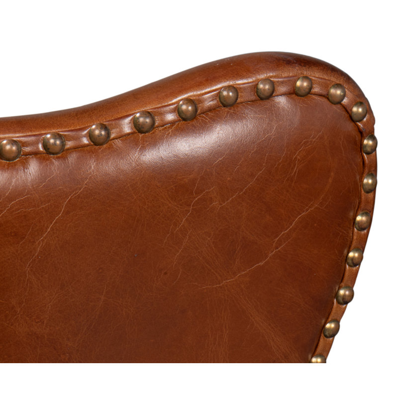 Drake Armchair, Dark Brown Genuine Leather
