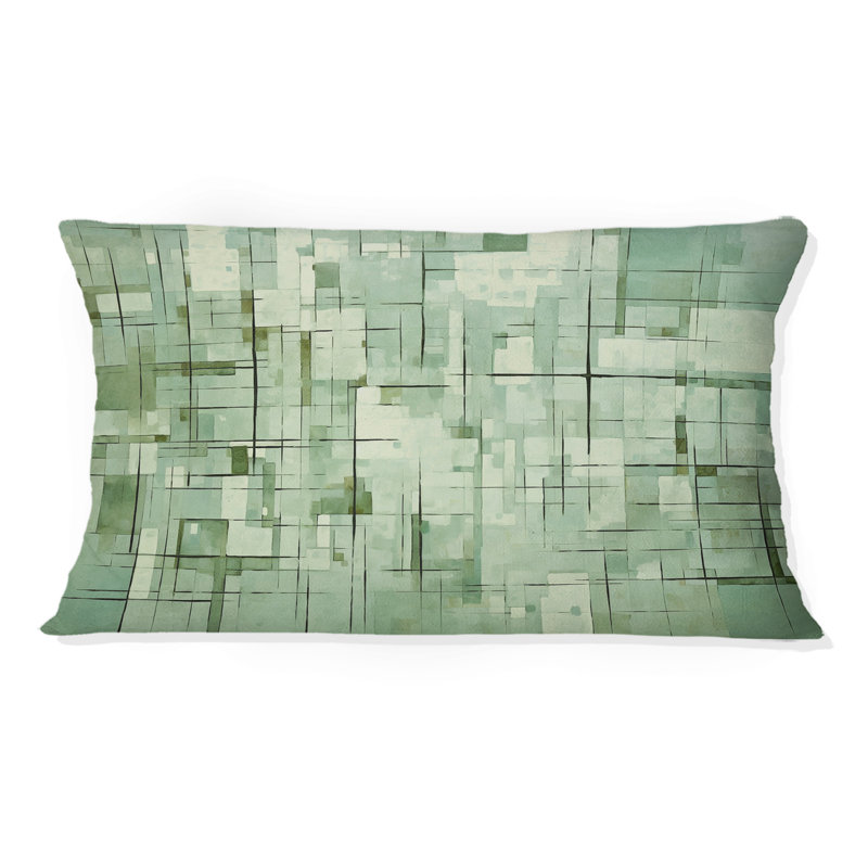 Coussin décoratif rétro avec motif géométrique rétro émeraude et bleu II