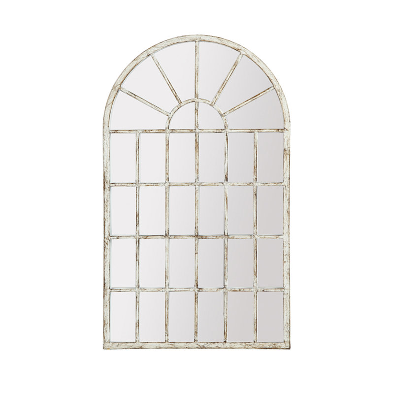 Milano Metal Arch Wall Mirror, White, 60cm H x 36cm W