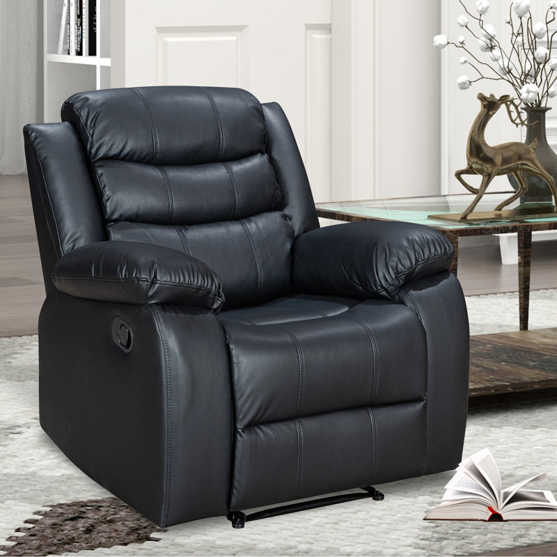Ensemble de fauteuils inclinables en cuir Lacreta Humes Air, Noir