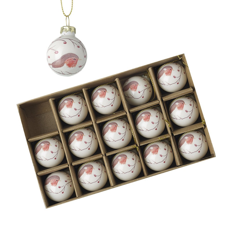9cm Glass Birds Bauble