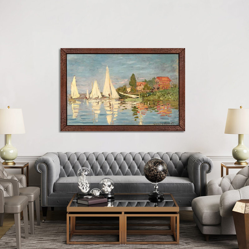 Claude Monet - Print on Canvas, 101.6 cm H x 66.04 cm W, Brown Framed