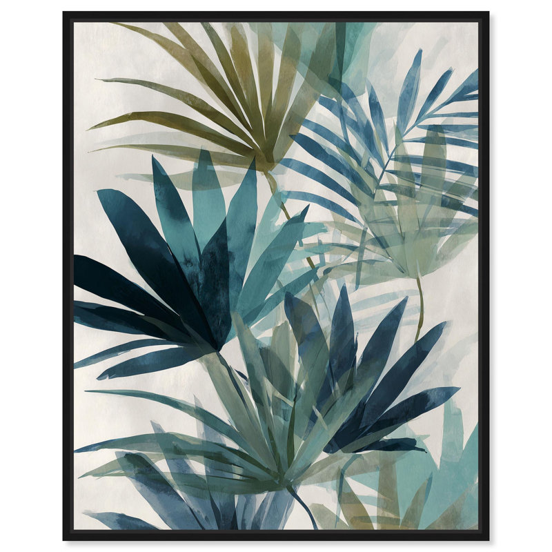 Décoration murale de salle de bain Deepwater Leaves I par Art Remedy, cadre noir, 16 x 20, H 21 po x l 17 po, Cadre noir