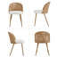Table de salle à manger extensible en bois massif + chaises de salle à manger en osier brun 4 pièces de style médiéval bohémien avec coussins en éponge blanc doux-142852493