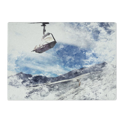 Tempered Glass Ski Lift in the Alps Chopping Board