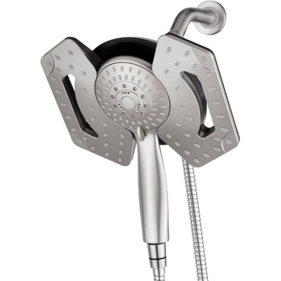 Pomme de douche à pluie haute pression 2-en-1 avec douchette à main, pomme de douche double amovible avec tuyau (2,5 gal / min)