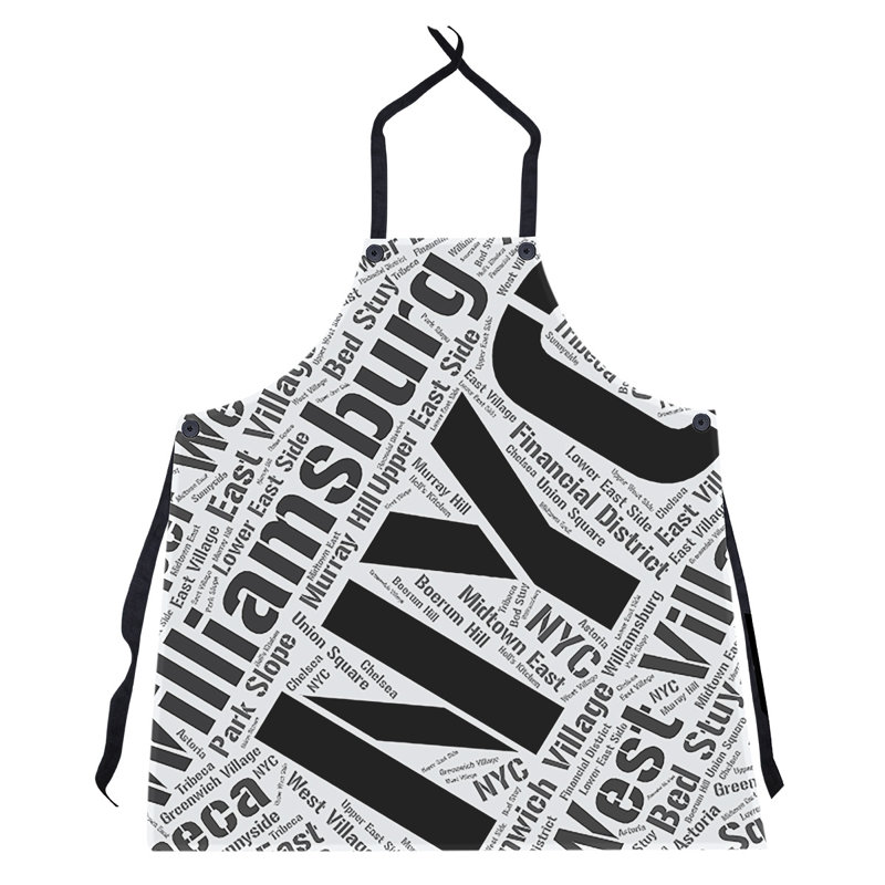 Word Art Bib Apron, Black, New York