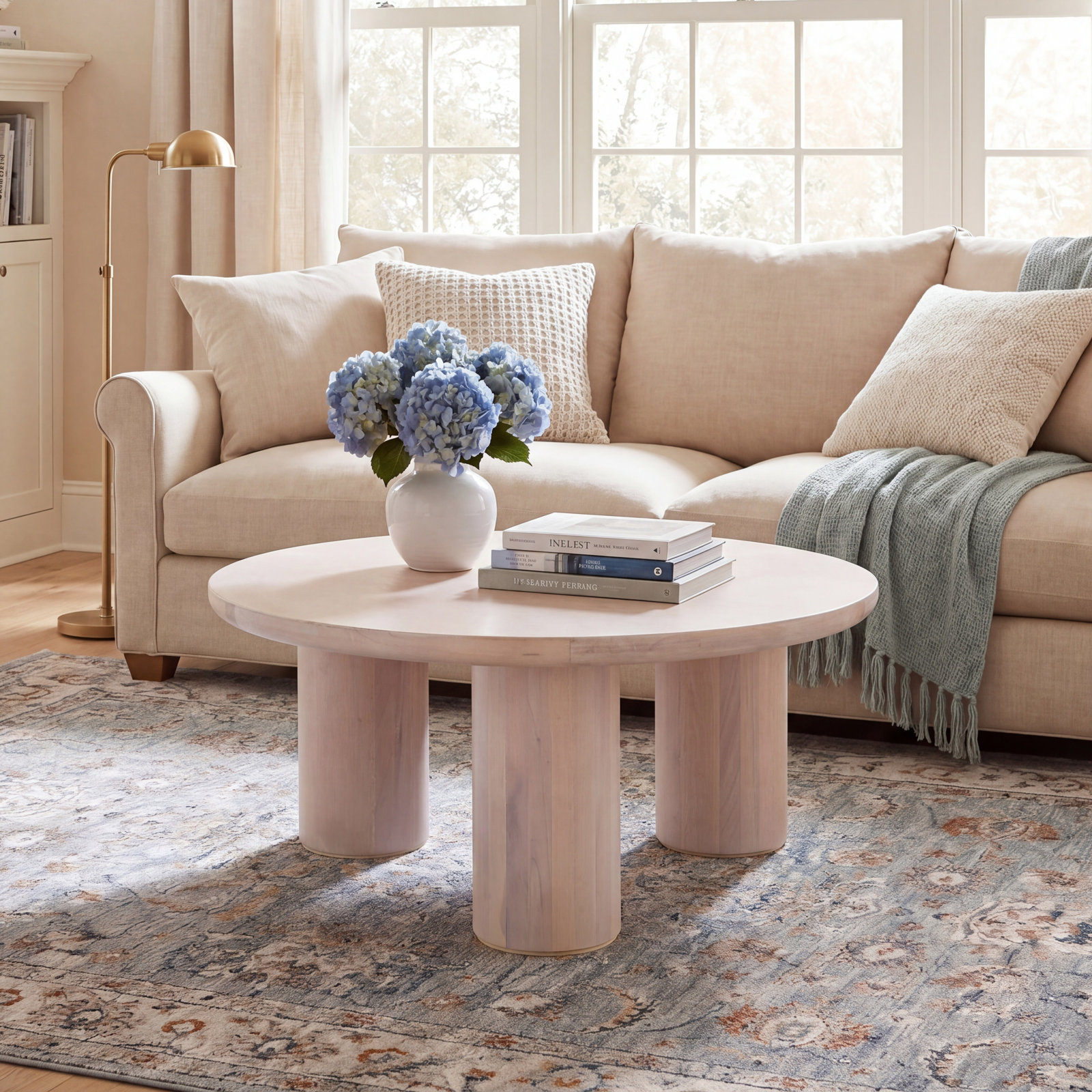 Aicha Single Coffee Table, White Washed