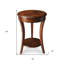 Table de bout ronde 26 "en bois brun et bois avec tablette