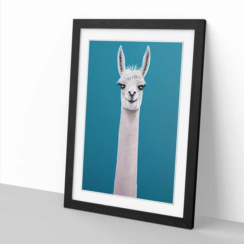 Llama Portrait Vol.4 1 Piece Single Picture Frame Wall Art, 64cm H x 46cm W x 2cm D, Black