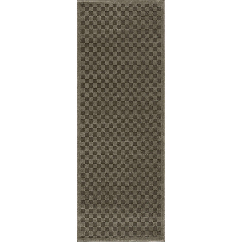 Chaki Duggans Machine Washable Gray / Green Area Rug, Gray/Green, Runner 2'7" x 10'