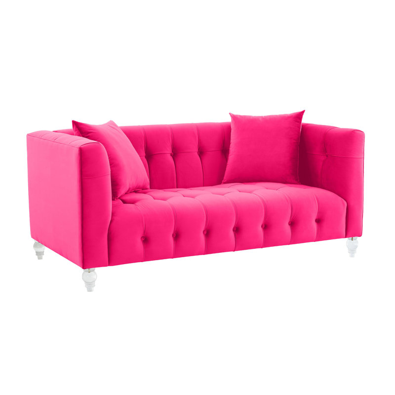 Doyon Velvet Loveseat, Hot Pink Velvet