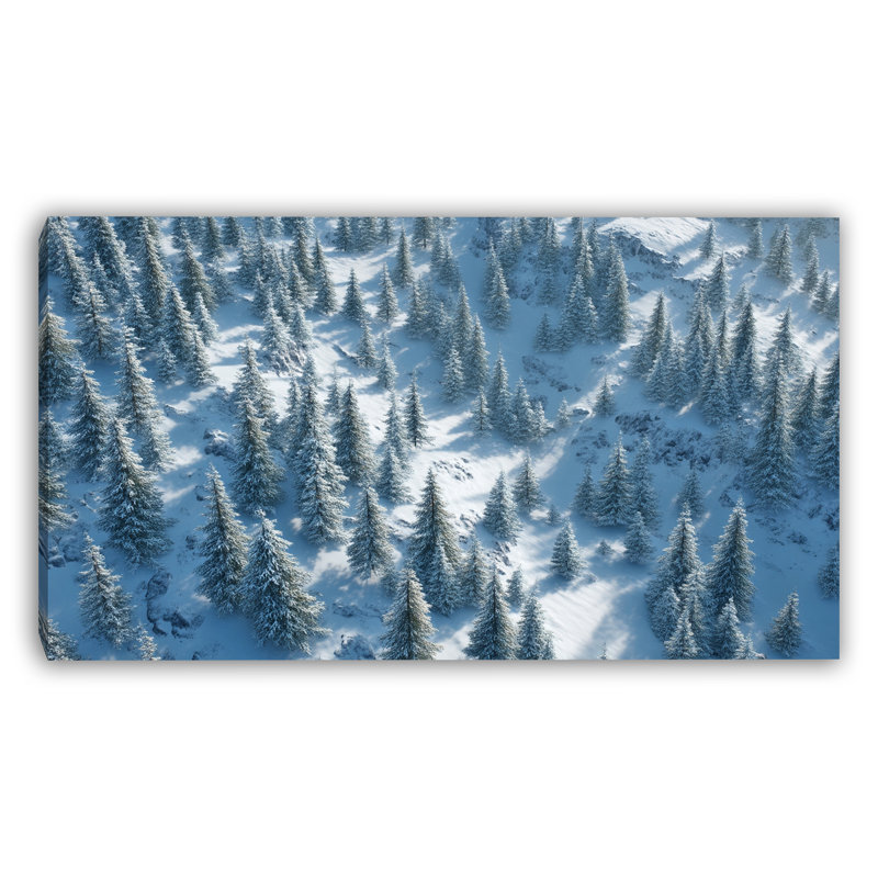 «Snowy Pine Ridge from Above», art mural sur toile tendue, H 24 po x l 42 po