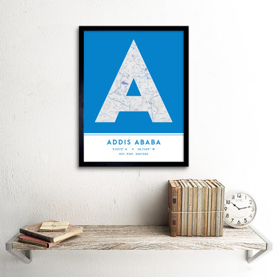 Addis Ababa Ethiopia City Map Blue - Single Picture Frame Typography