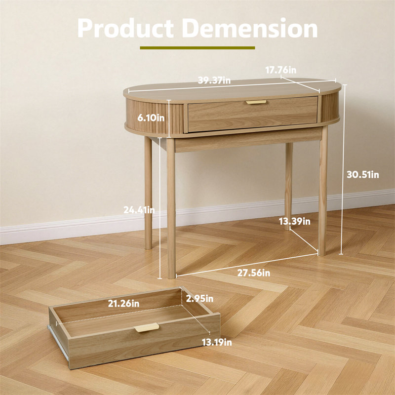 40 inch Modern Wood Writing Desk With Drawer , Brown