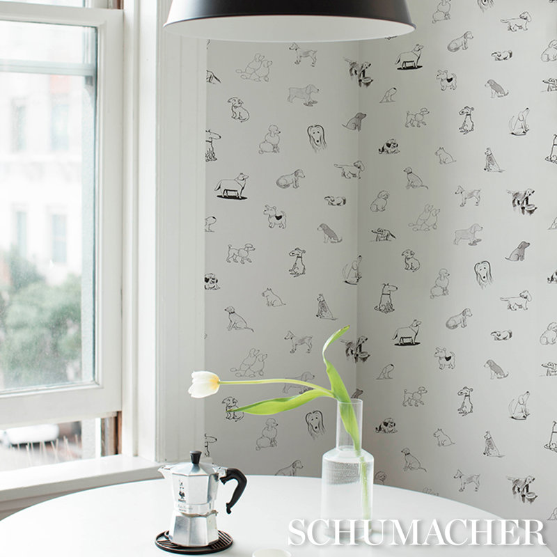 Schumacher X The New Yorker Good Dogs Everywhere Peel & Stick Wallpaper, Black/White