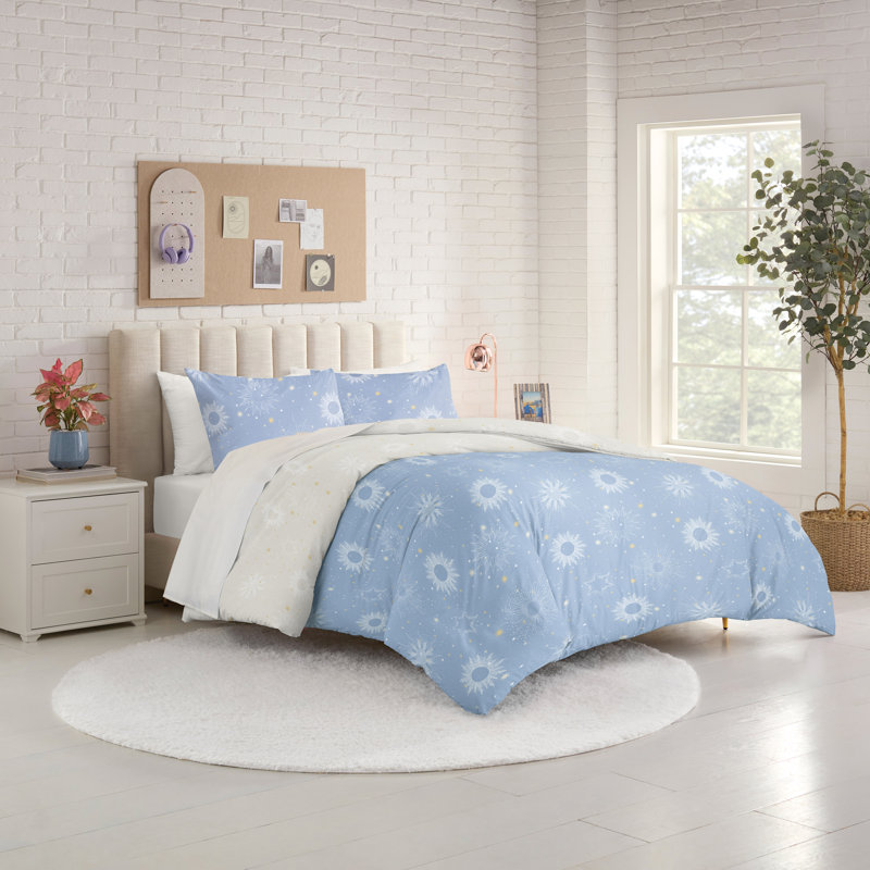 Lemon Tree Uriel Blue Comforter Set, Twin Comforter + 1 Standard Sham