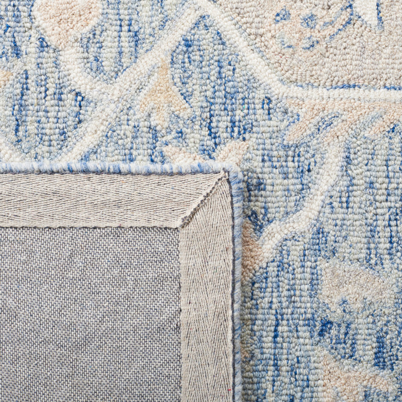 Micro-Loop Oriental Area Rug In Blue / Ivory, Runner 69 x 213 cm