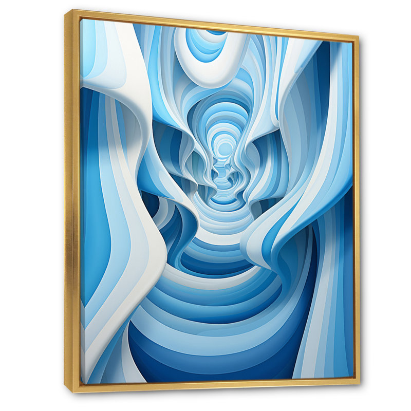 Op Art Blue Focus III - impression, H 44 po x l 34 po x P 1,5 po, Cadre flottant doré