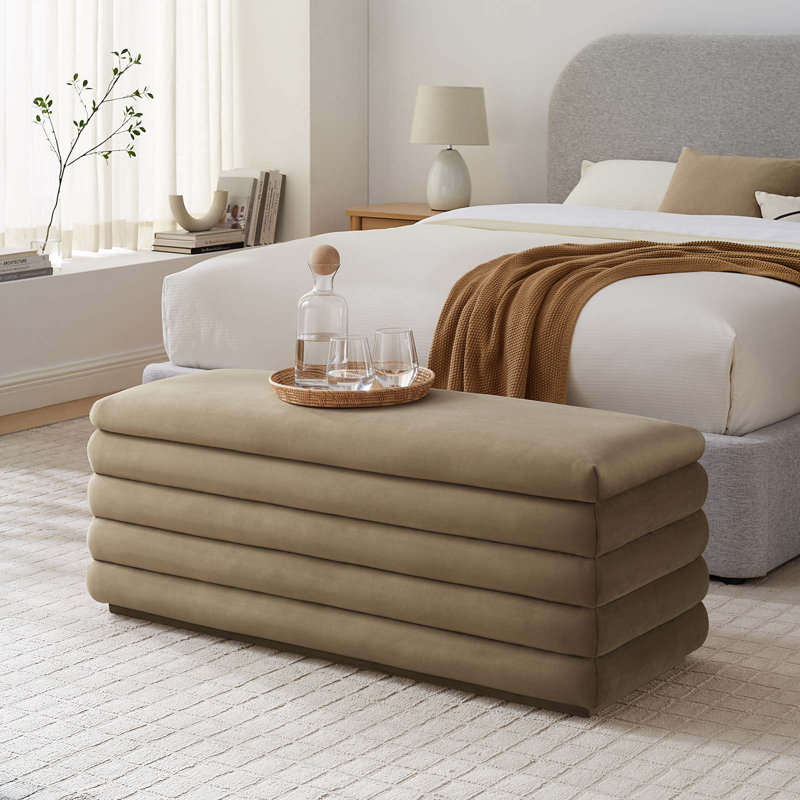 Banc de rangement Modway Mezzo, Velours performance taupe
