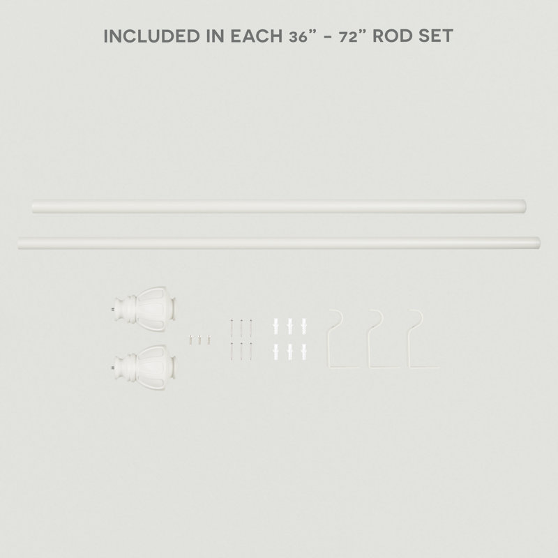 Tringle à rideaux simple réglable en fer de 36 po à 72 po 1 po, Blanc cassé