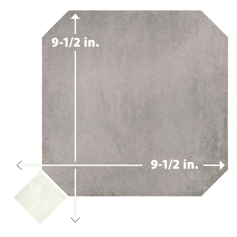 Laverton Octagon W/Taco 7-7/8 In. X 7-7/8 In. Porcelain Floor And Wall Tile, Light Gray/White