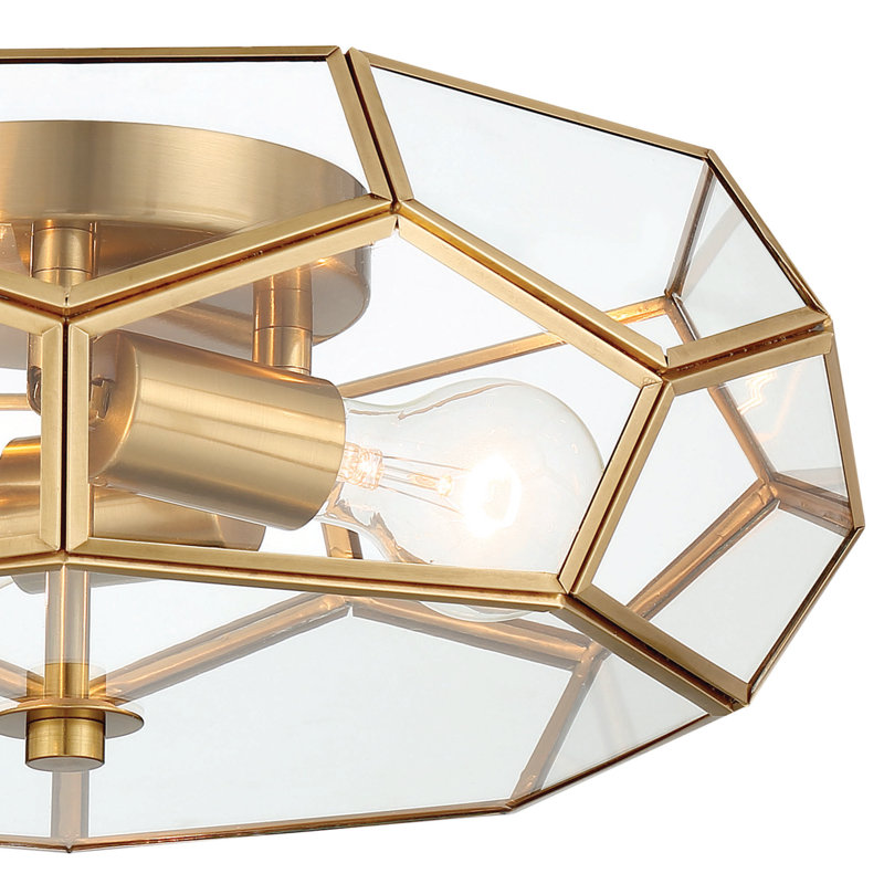 Anes 3 - Light 40cm Unique/Statement Geometric Flush Mount Light, Brass Dust