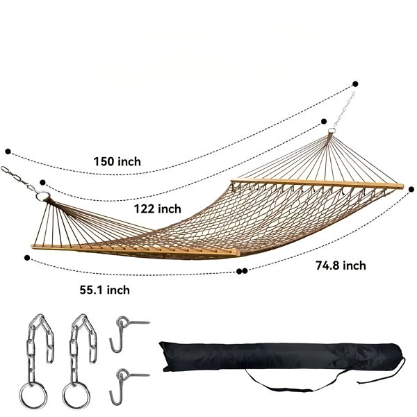 KEESTP Double Traditional Hand Woven Oatmeal Polyester Rope Hammock ...