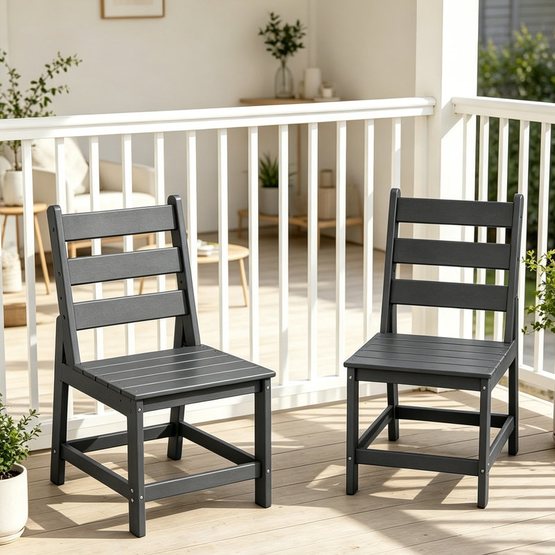 Ensemble de 2 chaises de patio en PEHD, Gris