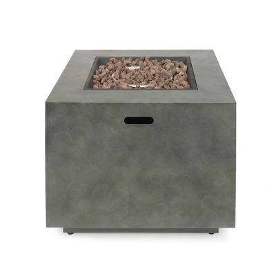 33" Outdoor Iron Square Propane Fire Pit, Tank Inside-50,000 BTU