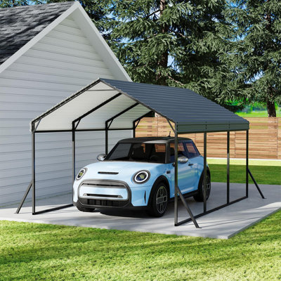 Abri de voiture robuste en métal de 3 x 4,5 m avec renforts diagonaux, auvent extérieur en acier galvanisé pour VUS, camion, bateau et abri de réception