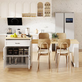Kitchen Island With Extendable Dining Table For 4-6 Person,Two-Tone Kitchen Table With Double-Sized Storage, Power Outlet, With Storage 2 Drawers 2 Side Open Shelves