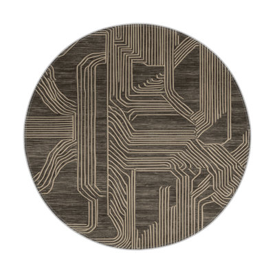 ArtDeco Brown Indoor and Outdoor Area Rug