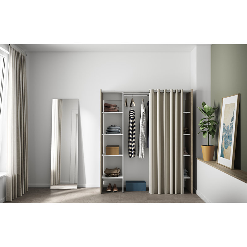 112cm - 185.3cm Closet System, Oak / Ecru Curtain