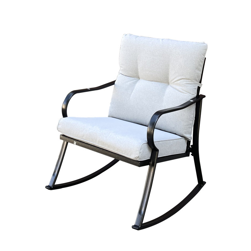 Patio Rocker With Cushions And - Relaxing Design, Metal Construction For Outdoor Use , Comfortable Chairs, Strong Pool Area